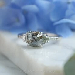 2.31 Carat Salt And Pepper Cushion Diamond Engagement Ring, Betsy Setting, Platinum -Point No Point Studio Store 20210715 SFS0149 5c176ab0 0e7f 4289 83d0 5a3e871774b2