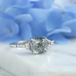 2.31 Carat Salt And Pepper Cushion Diamond Engagement Ring, Betsy Setting, Platinum -Point No Point Studio Store 20210715 SFS0152 45131187 1196 46af 8012 d9b737a09e65