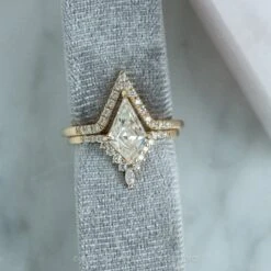 1.54 Carat Kite Moissanite Engagement Ring, Avaline Setting, 14K Yellow Gold -Point No Point Studio Store 20210909 SFS0062 e692b728 4418 49c7 bc72 d9f5e3618c4a