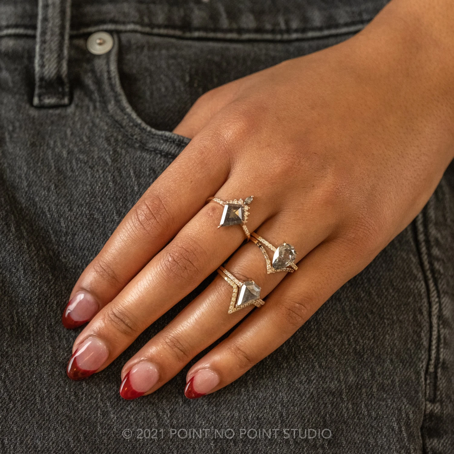 2.02 Carat Salt And Pepper Pear Diamond Engagement Ring, Sirena Setting, 14K Yellow Gold 5 2.02 Carat Salt And Pepper Pear Diamond Engagement Ring, Sirena Setting, 14K Yellow Gold - Image 5