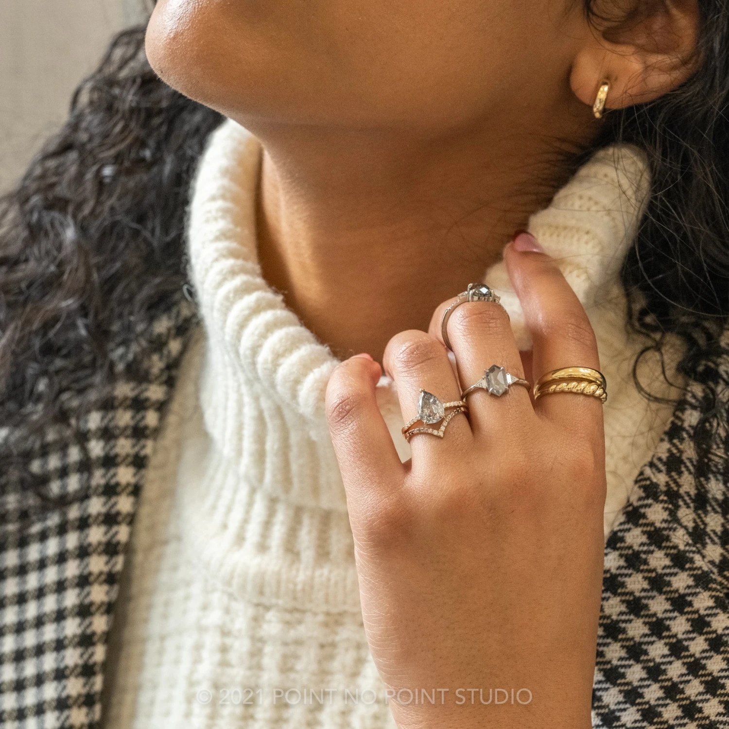 2.02 Carat Salt And Pepper Pear Diamond Engagement Ring, Sirena Setting, 14K Yellow Gold 7 2.02 Carat Salt And Pepper Pear Diamond Engagement Ring, Sirena Setting, 14K Yellow Gold - Image 7