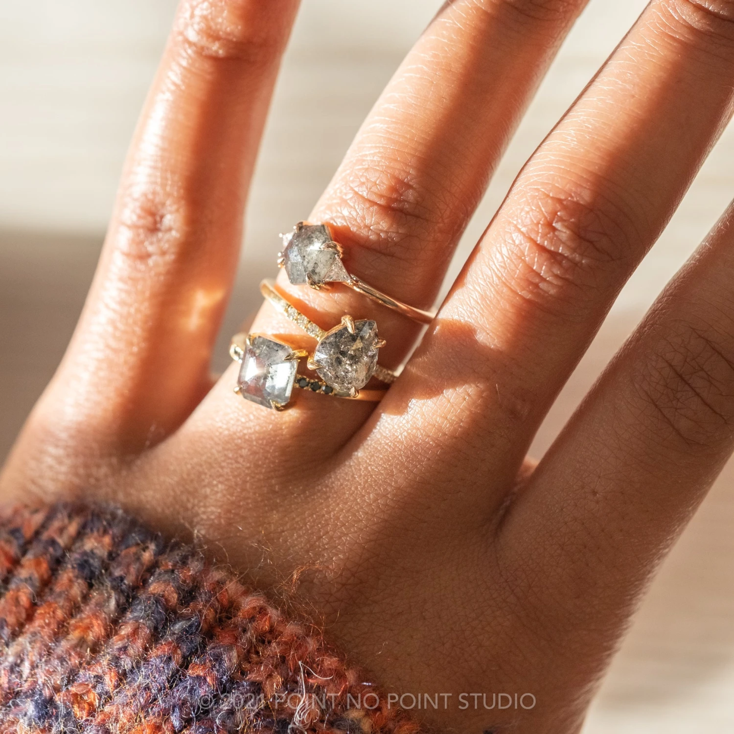 2.02 Carat Salt And Pepper Pear Diamond Engagement Ring, Sirena Setting, 14K Yellow Gold 14 2.02 Carat Salt And Pepper Pear Diamond Engagement Ring, Sirena Setting, 14K Yellow Gold - Image 14