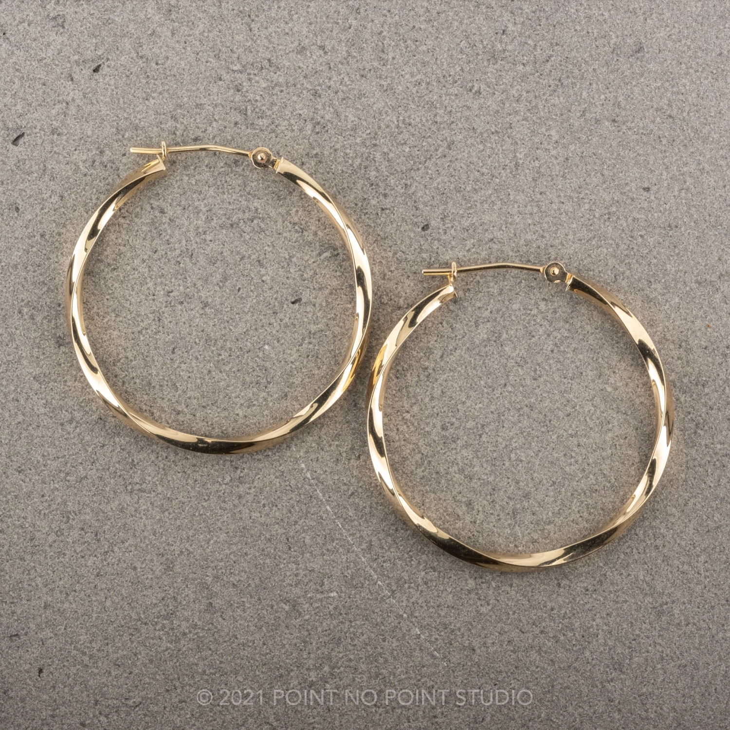 Twisted Hoop Earrings, 30mm, 14k Yellow Gold 1 Twisted Hoop Earrings, 30mm, 14k Yellow Gold