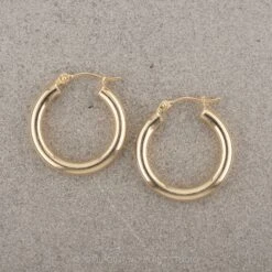20mm Tube Hoop Earrings, 14k Yellow Gold