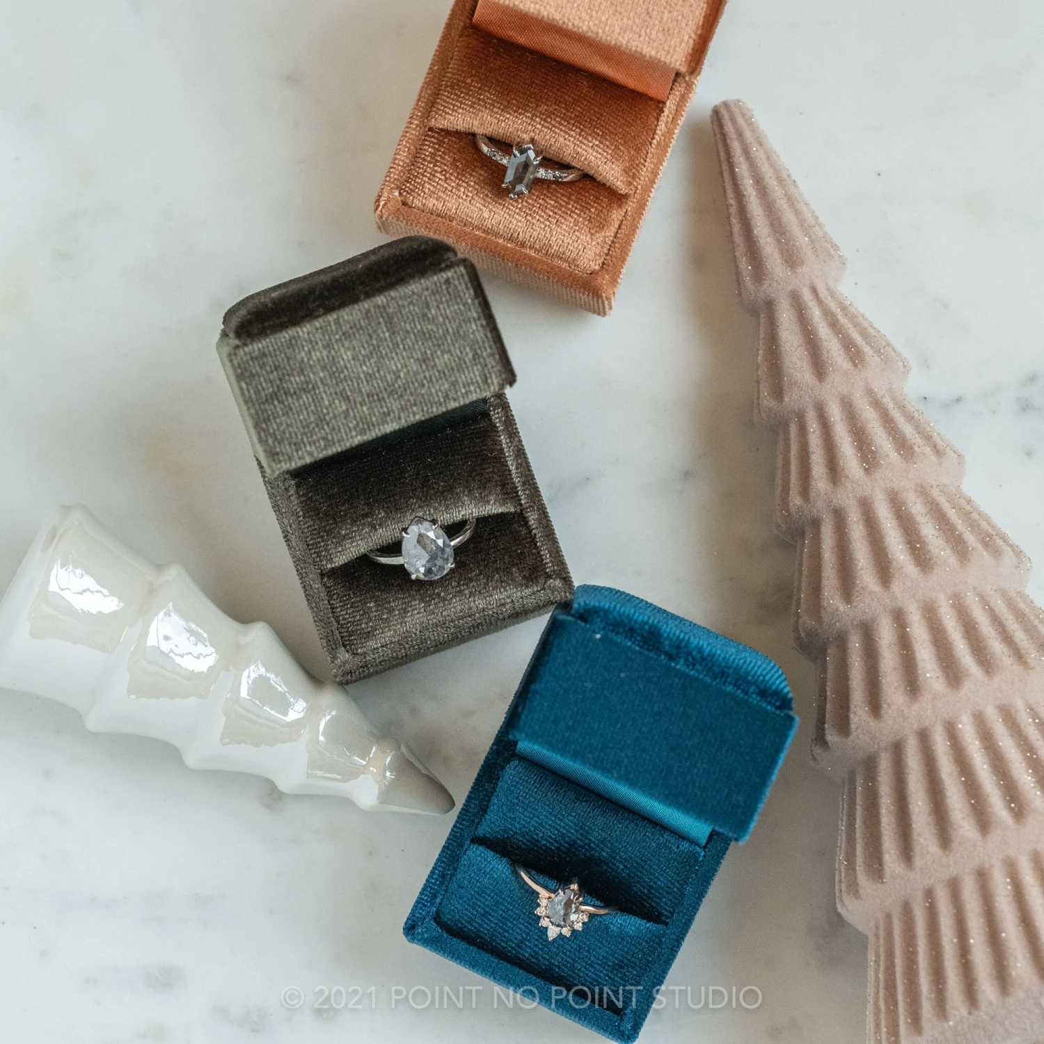 1.32 Carat Salt And Pepper Hexagon Diamond Engagement Ring, Sirena Setting, 14K White Gold 4 1.32 Carat Salt And Pepper Hexagon Diamond Engagement Ring, Sirena Setting, 14K White Gold - Image 4