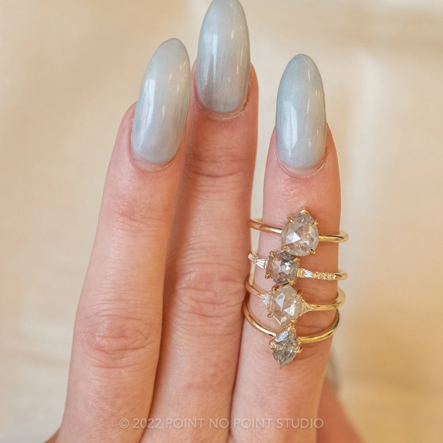 .99 Carat Salt And Pepper Hexagon Diamond Engagement Ring, Eliza Setting, 14K Yellow Gold 5 .99 Carat Salt And Pepper Hexagon Diamond Engagement Ring, Eliza Setting, 14K Yellow Gold - Image 5