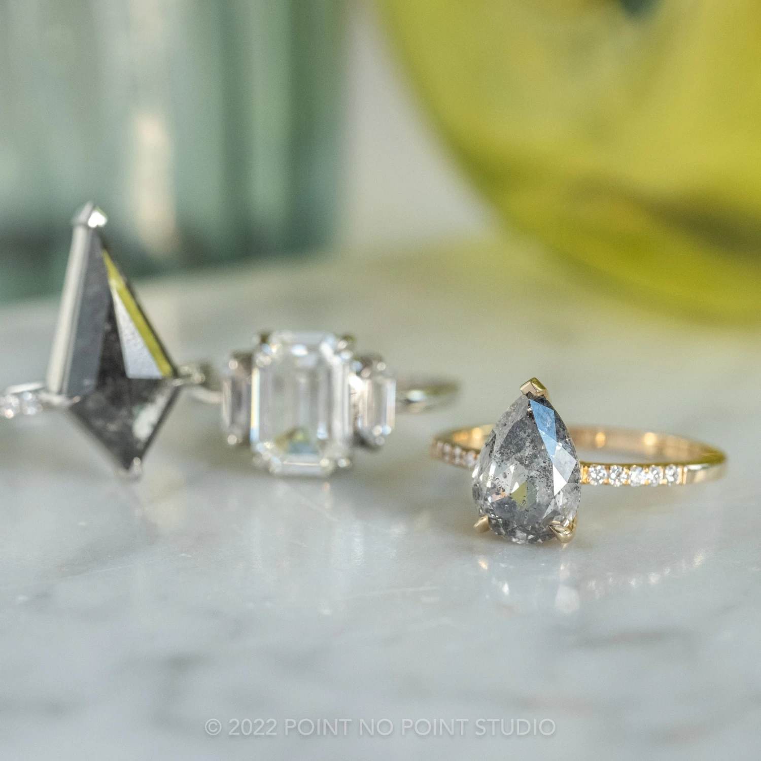 2.02 Carat Salt And Pepper Pear Diamond Engagement Ring, Sirena Setting, 14K Yellow Gold 11 2.02 Carat Salt And Pepper Pear Diamond Engagement Ring, Sirena Setting, 14K Yellow Gold - Image 11