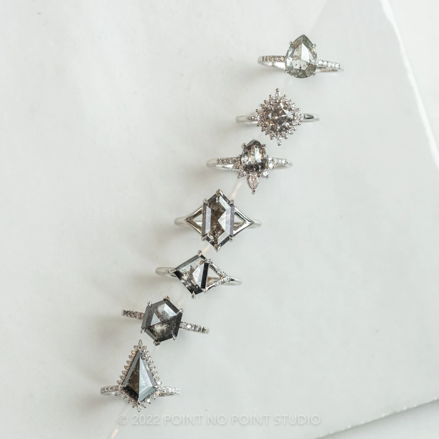 1.84 Carat Black Speckled Hexagon Diamond Engagement Ring, Charlize Setting, Platinum 5 1.84 Carat Black Speckled Hexagon Diamond Engagement Ring, Charlize Setting, Platinum - Image 5