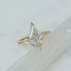 Lozenge Moissanite Engagement Ring, Charlize Setting, 14K Yellow Gold 13 Lozenge Moissanite Engagement Ring, Charlize Setting, 14K Yellow Gold -Point No Point Studio Store 20220217 SFS0110 ccef5615 97e7 4b30 a59e 1bb6df429bce