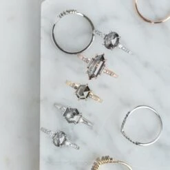 2.38 Carat Black Speckled Oval Diamond Engagement Ring, Eliza Setting, Platinum -Point No Point Studio Store 20220317 SFS0165 3abe1a57 b386 4d9c b4ff 75db64487544