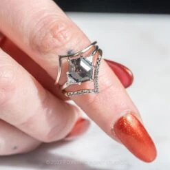 1.26 Carat Black Speckled Hexagon Diamond Engagement Ring, Zoe Setting, 14K White Gold 15 1.26 Carat Black Speckled Hexagon Diamond Engagement Ring, Zoe Setting, 14K White Gold -Point No Point Studio Store 20220324 SFS0134 1 2cddee8e 6fd9 4f49 96c3 fd17fadf8a20