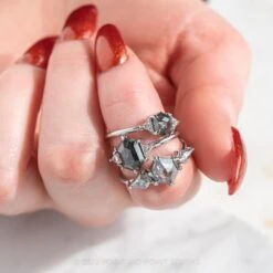 1.26 Carat Black Speckled Hexagon Diamond Engagement Ring, Zoe Setting, 14K White Gold 12 1.26 Carat Black Speckled Hexagon Diamond Engagement Ring, Zoe Setting, 14K White Gold -Point No Point Studio Store 20220324 SFS0160 84d3e771 5e1b 47a6 bbeb aa2c6ad7d710