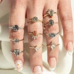 1.08 Carat Salt And Pepper Round Diamond Engagement Ring, Madeline Setting, 14k Rose Gold -Point No Point Studio Store 20220331 SFS0092 c5ad84fb b07c 4050 bc3f ca0b6963a447