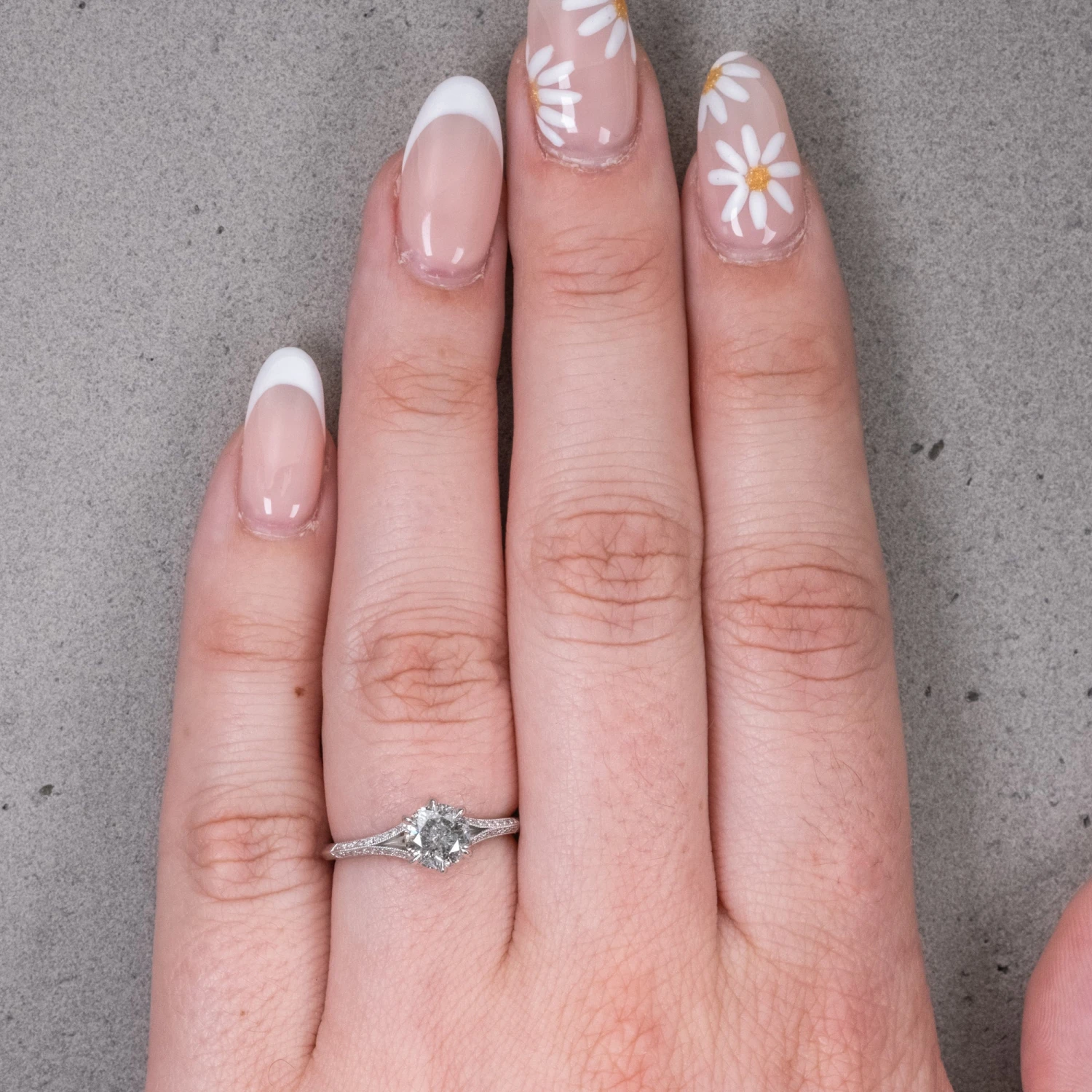 1.04 Carat Salt And Pepper Round Diamond Engagement Ring, Mackenzie Setting, Platinum 2 1.04 Carat Salt And Pepper Round Diamond Engagement Ring, Mackenzie Setting, Platinum - Image 2