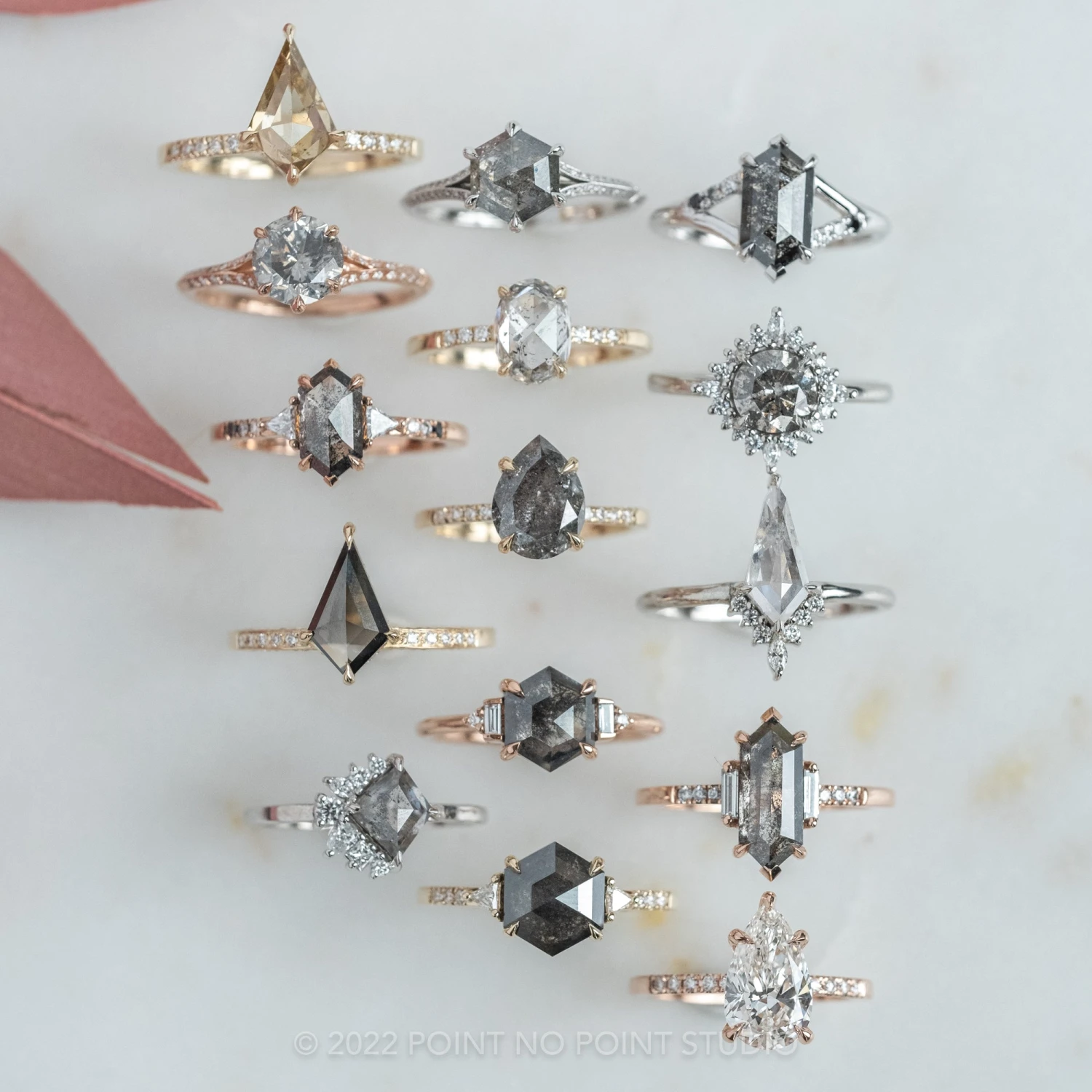 1.62 Carat Black Hexagon Diamond Engagement Ring, Eliza Setting, 14K Yellow Gold 4 1.62 Carat Black Hexagon Diamond Engagement Ring, Eliza Setting, 14K Yellow Gold - Image 4