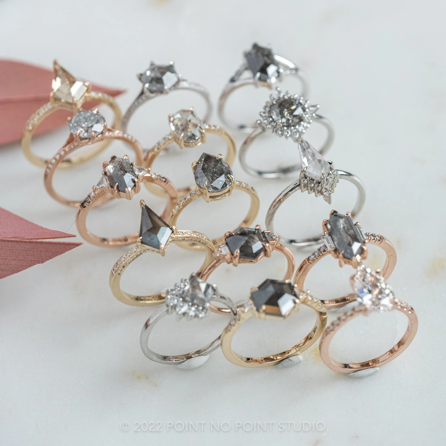 1.62 Carat Black Hexagon Diamond Engagement Ring, Eliza Setting, 14K Yellow Gold 3 1.62 Carat Black Hexagon Diamond Engagement Ring, Eliza Setting, 14K Yellow Gold - Image 3