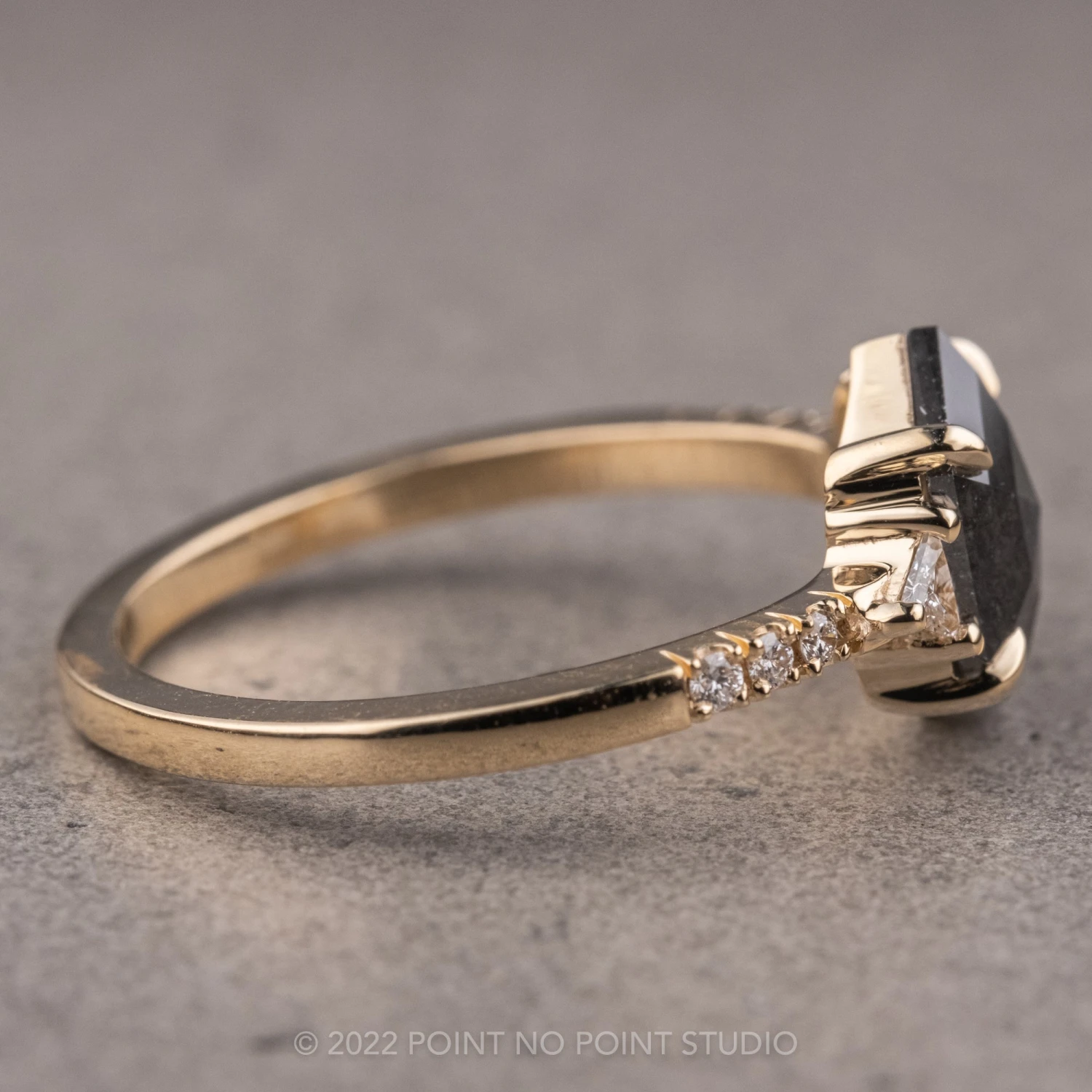 1.62 Carat Black Hexagon Diamond Engagement Ring, Eliza Setting, 14K Yellow Gold 7 1.62 Carat Black Hexagon Diamond Engagement Ring, Eliza Setting, 14K Yellow Gold - Image 7