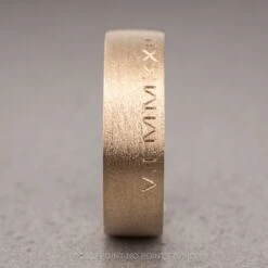 Roman Numeral, 6mm 14K Yellow Gold Comfort Fit Men's Wedding Band, Matte Finish -Point No Point Studio Store 20220422 SFS0129