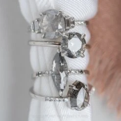 2.48 Carat Salt And Pepper Diamond Engagement Ring, Tulip Jane Setting, Platinum -Point No Point Studio Store 20220428 SFS0030 1e6e1df5 dafd 4799 adda 64b93b2a734c