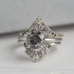 2.48 Carat Salt And Pepper Diamond Engagement Ring, Tulip Jane Setting, Platinum -Point No Point Studio Store 20220428 SFS0037 c159c02c cca2 408f ba89 197d876549b6