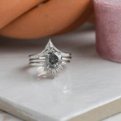 2.48 Carat Salt And Pepper Diamond Engagement Ring, Tulip Jane Setting, Platinum -Point No Point Studio Store 20220428 SFS0044 97132c15 e608 4326 a286 275b135030c8