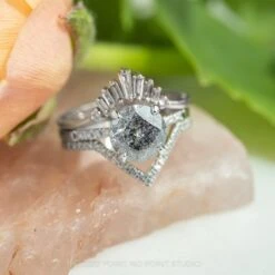 1.93 Carat Salt And Pepper Round Diamond Engagement Ring, Jules Setting, 14K White Gold 12 1.93 Carat Salt And Pepper Round Diamond Engagement Ring, Jules Setting, 14K White Gold -Point No Point Studio Store 20220602 20220602 SFS0146