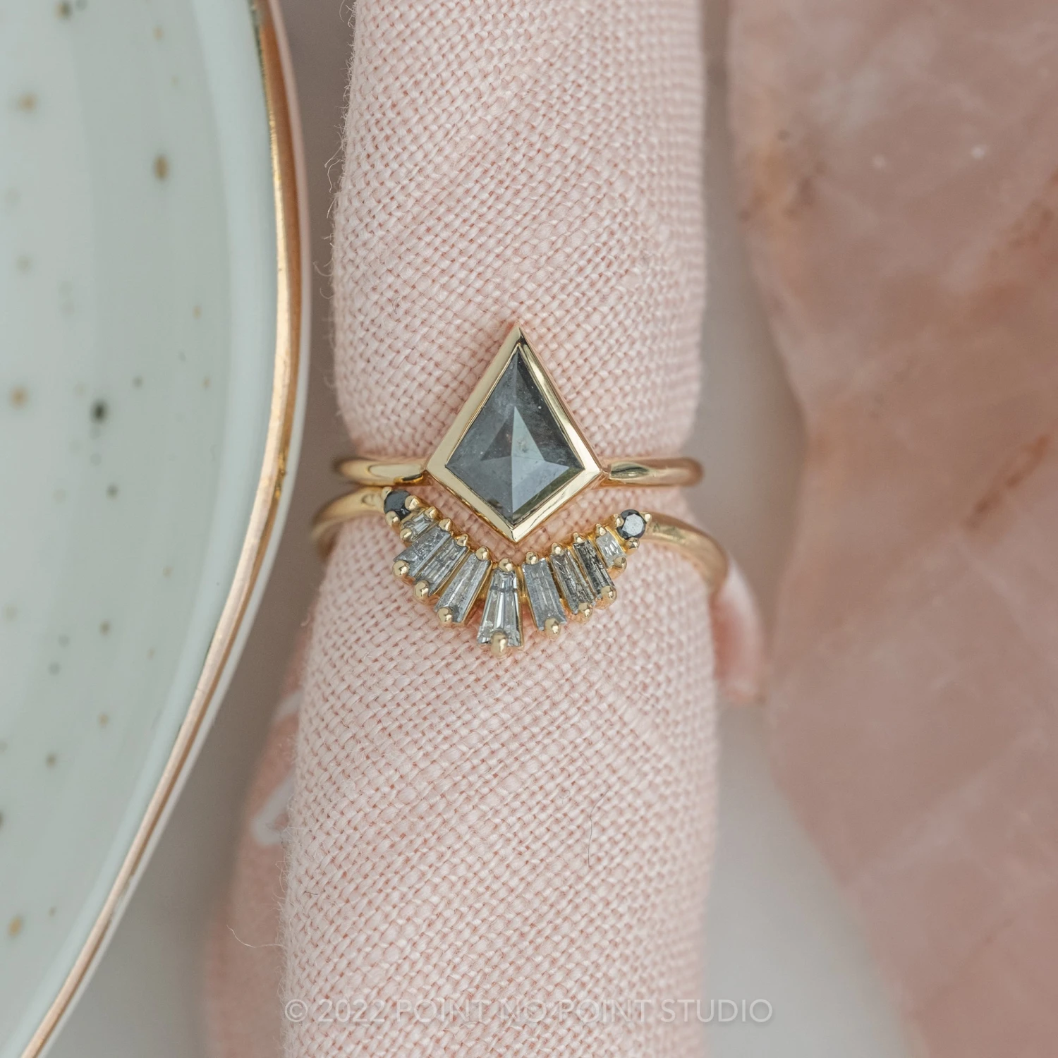 1.53 Carat Salt And Pepper Kite Diamond Engagement Ring, Bezel Jane Setting, 14k Yellow Gold 4 1.53 Carat Salt And Pepper Kite Diamond Engagement Ring, Bezel Jane Setting, 14k Yellow Gold - Image 4