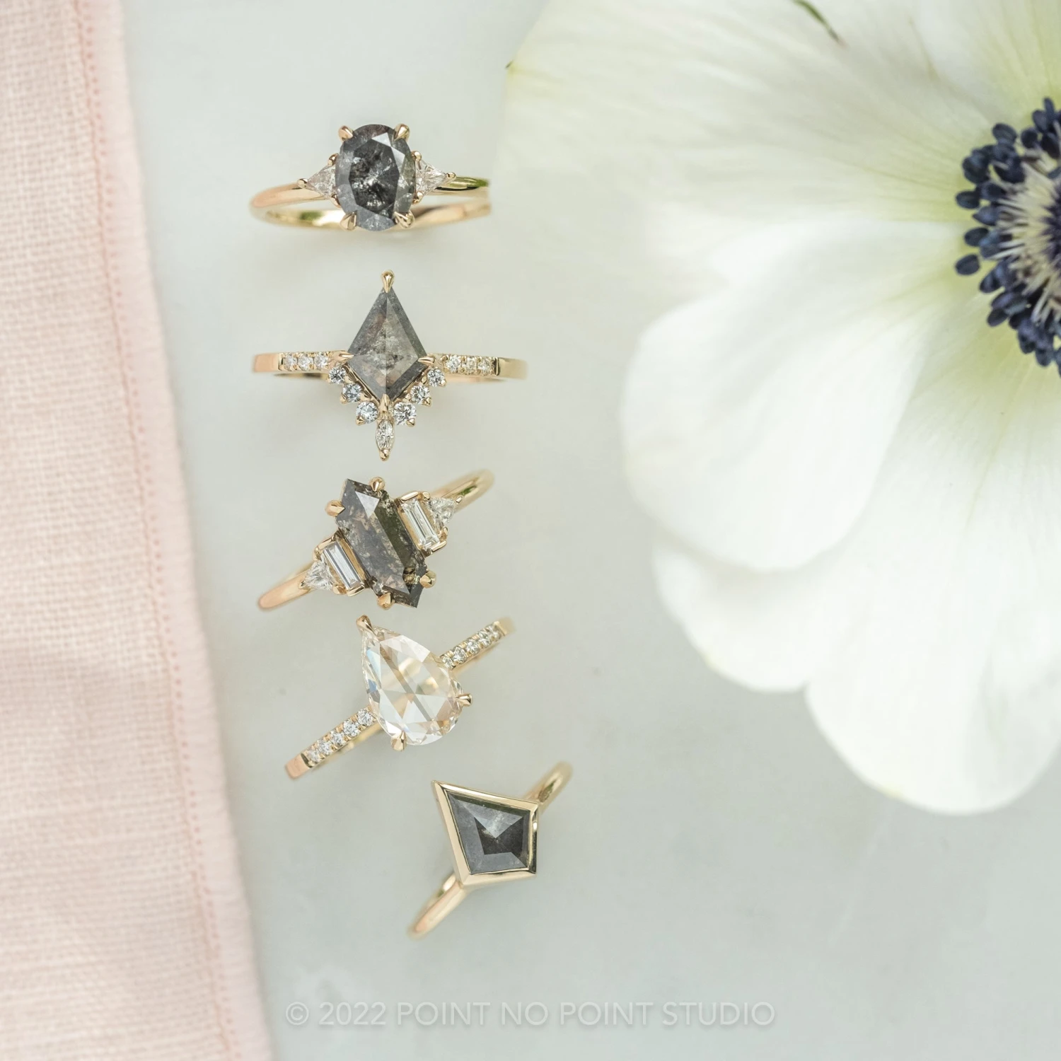 1.53 Carat Salt And Pepper Kite Diamond Engagement Ring, Bezel Jane Setting, 14k Yellow Gold 3 1.53 Carat Salt And Pepper Kite Diamond Engagement Ring, Bezel Jane Setting, 14k Yellow Gold - Image 3