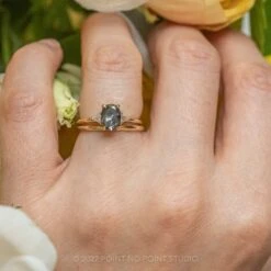 1.15 Carat Salt And Pepper Oval Diamond Engagement Ring, Zoe Setting, 14K Yellow Gold -Point No Point Studio Store 20220603 20220603 SFS0291 aba2da98 075b 4d3e 9296 a3d4e9fc3bb5