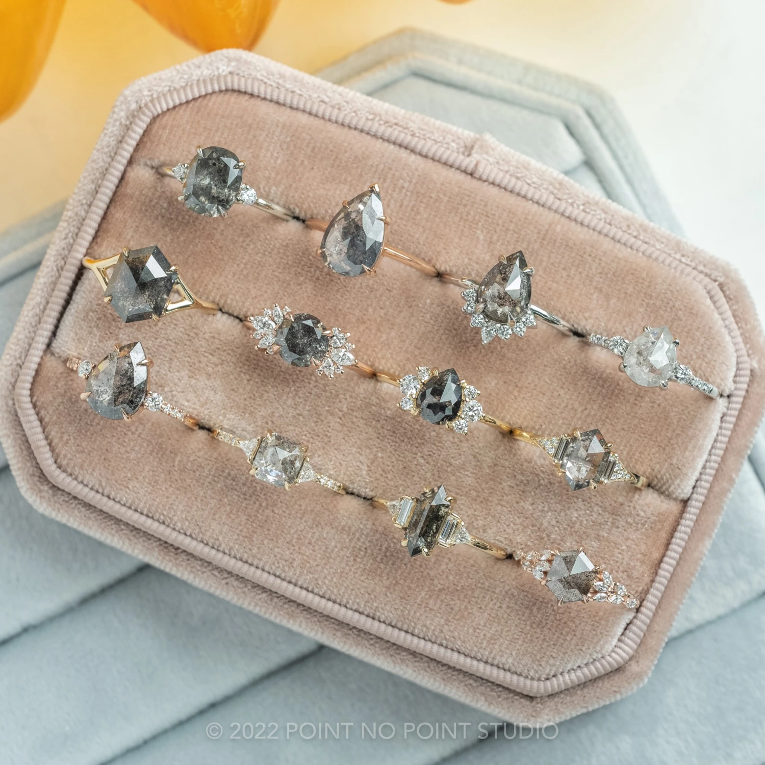 1.24 Carat Black Speckled Pear Diamond Engagement Ring, Charlotte Setting, 14K Yellow Gold 8 1.24 Carat Black Speckled Pear Diamond Engagement Ring, Charlotte Setting, 14K Yellow Gold - Image 8