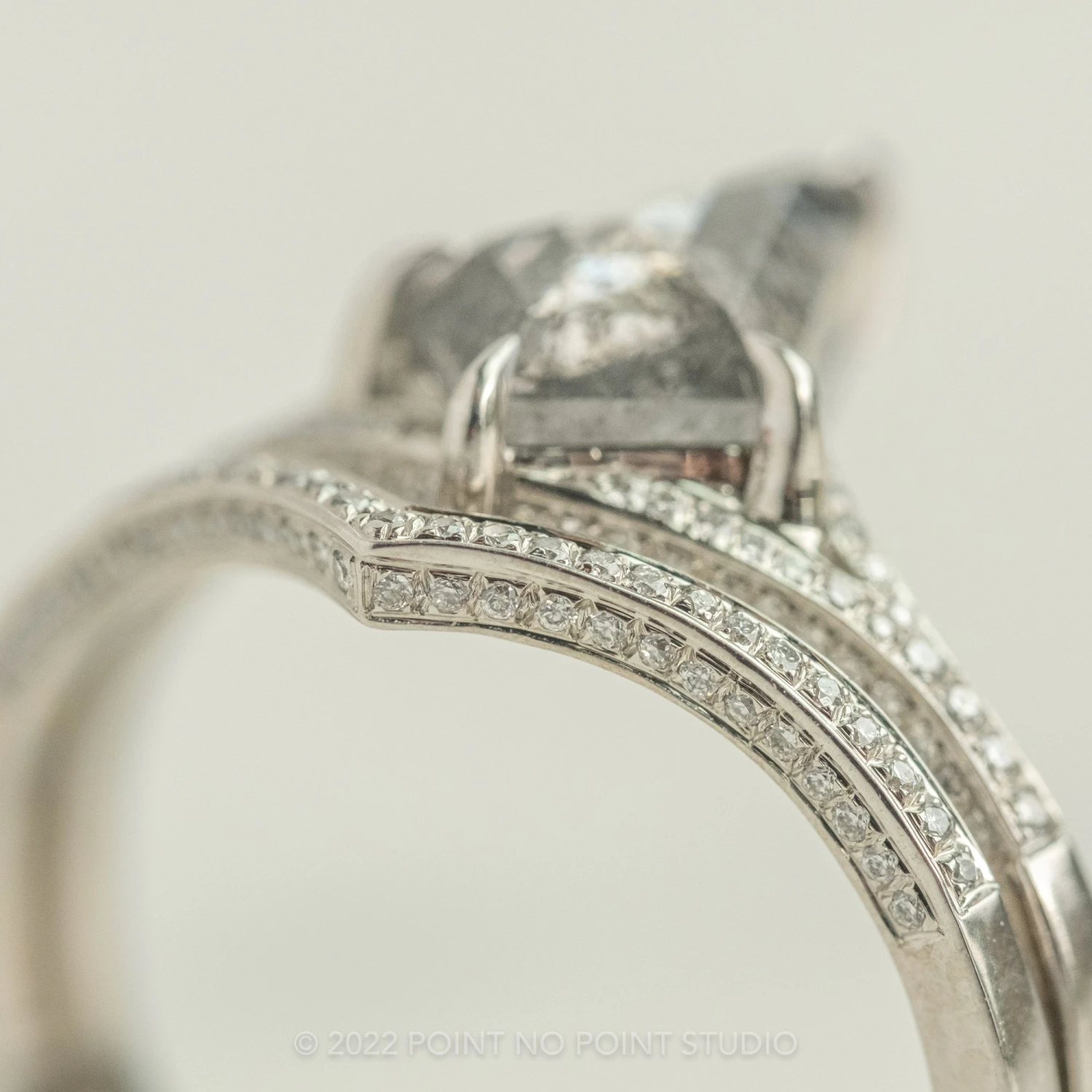 Diamond V Band, Juliette Setting, 14K White Gold 3 Diamond V Band, Juliette Setting, 14K White Gold - Image 3