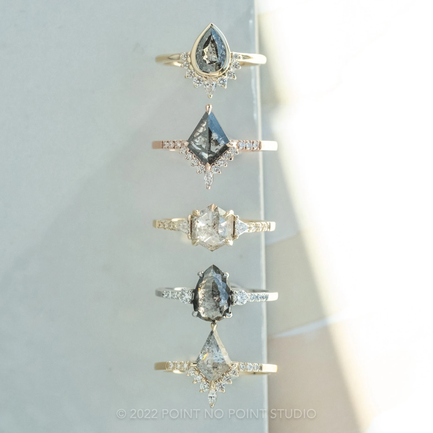 2.35 Carat Salt And Pepper Pear Diamond Engagement Ring, Ava Bezel Setting, 14k Yellow Gold 7 2.35 Carat Salt And Pepper Pear Diamond Engagement Ring, Ava Bezel Setting, 14k Yellow Gold - Image 7