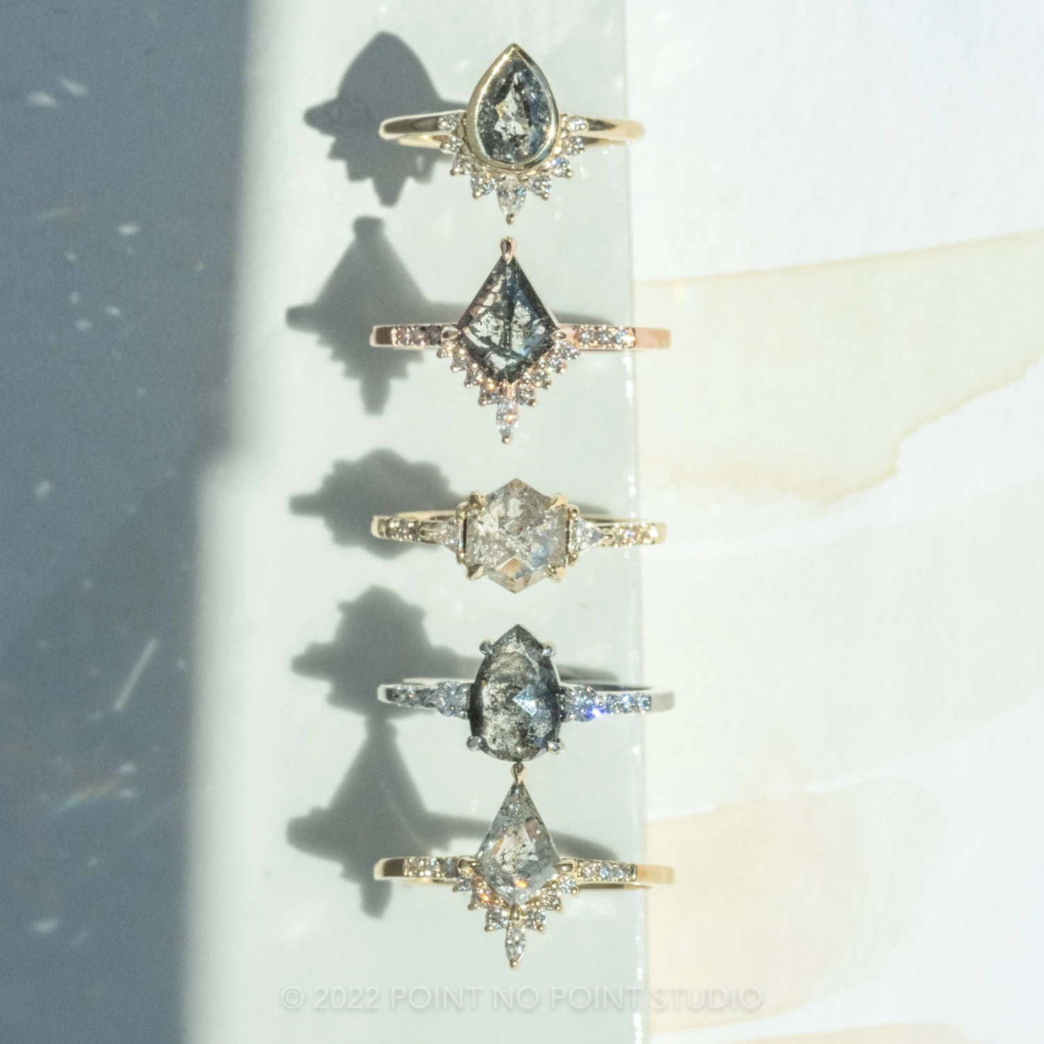 2.35 Carat Salt And Pepper Pear Diamond Engagement Ring, Ava Bezel Setting, 14k Yellow Gold 5 2.35 Carat Salt And Pepper Pear Diamond Engagement Ring, Ava Bezel Setting, 14k Yellow Gold - Image 5