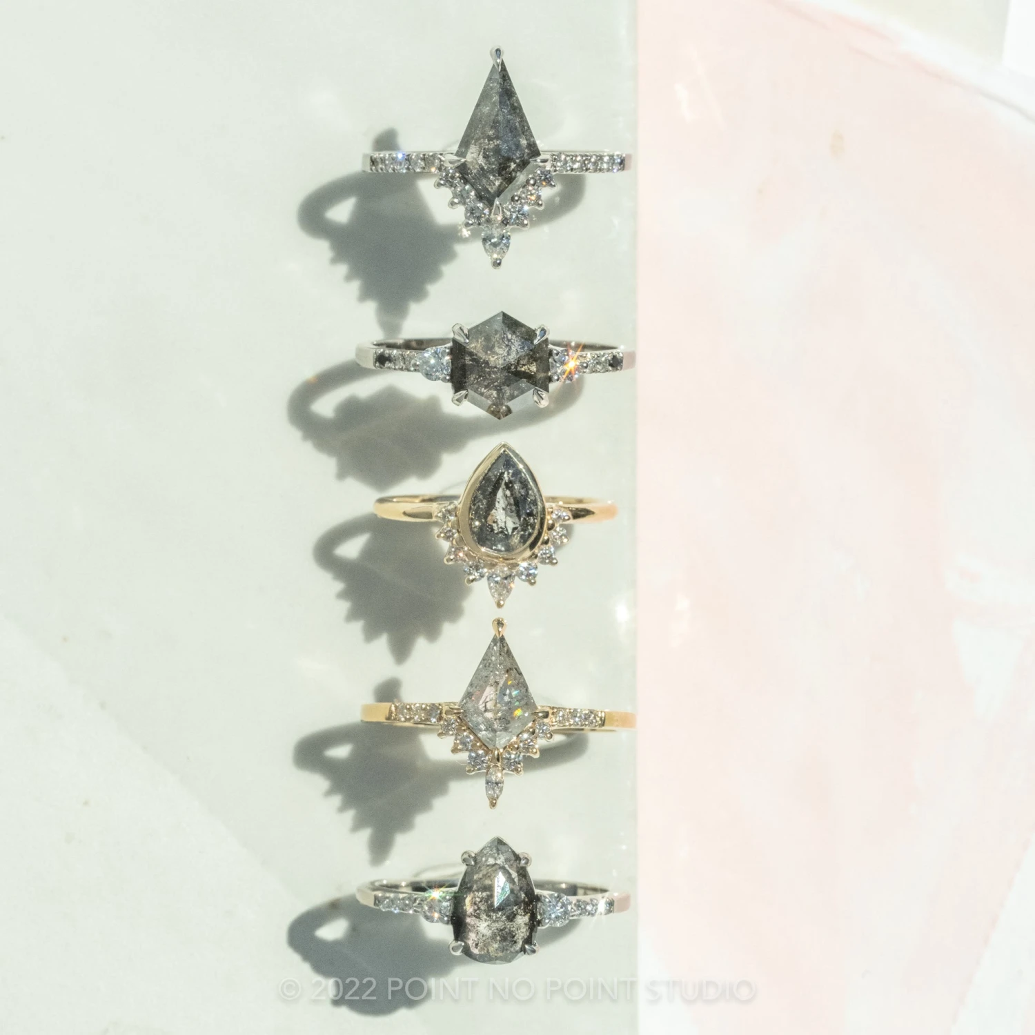 1.50 Carat Black Speckled Kite Diamond Engagement Ring, Avaline Setting, Platinum 5 1.50 Carat Black Speckled Kite Diamond Engagement Ring, Avaline Setting, Platinum - Image 5