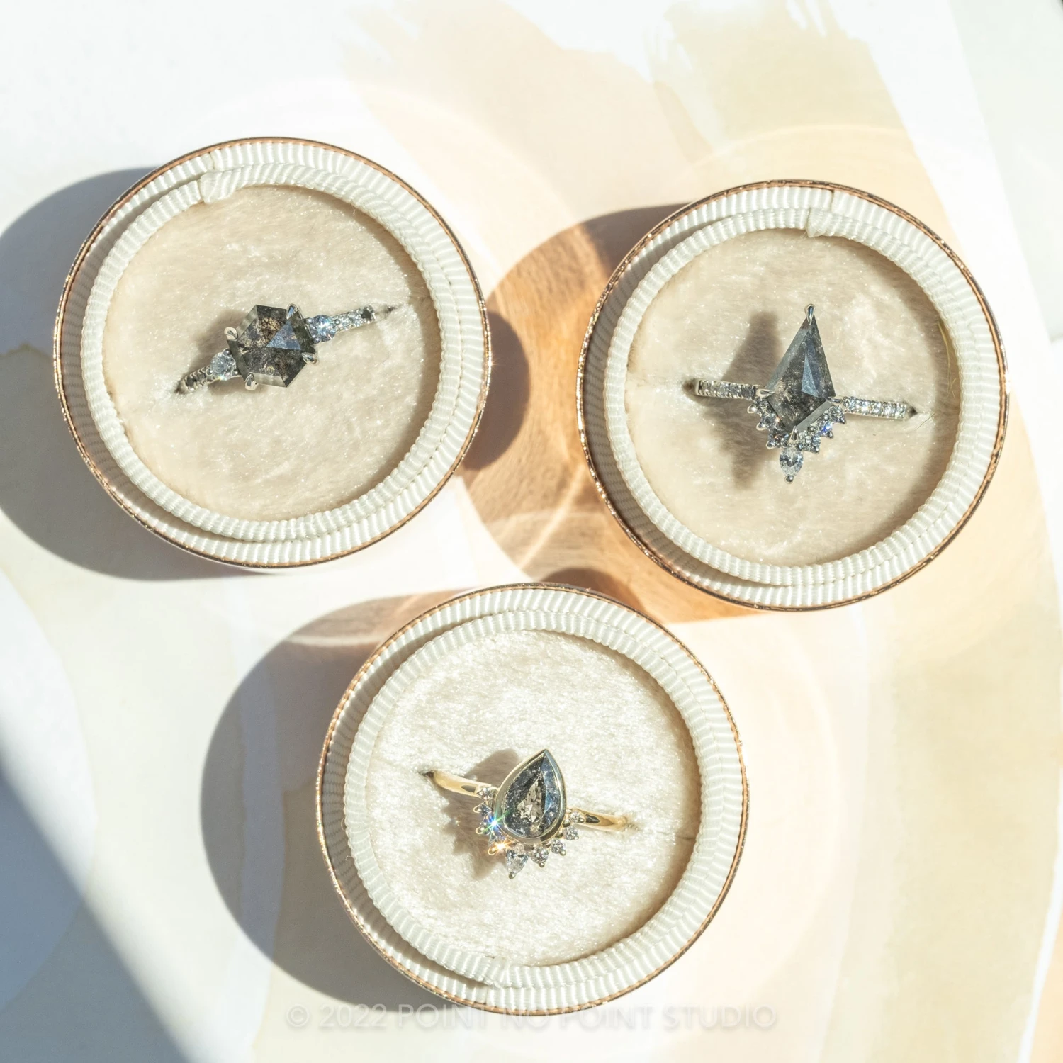 1.50 Carat Black Speckled Kite Diamond Engagement Ring, Avaline Setting, Platinum 4 1.50 Carat Black Speckled Kite Diamond Engagement Ring, Avaline Setting, Platinum - Image 4