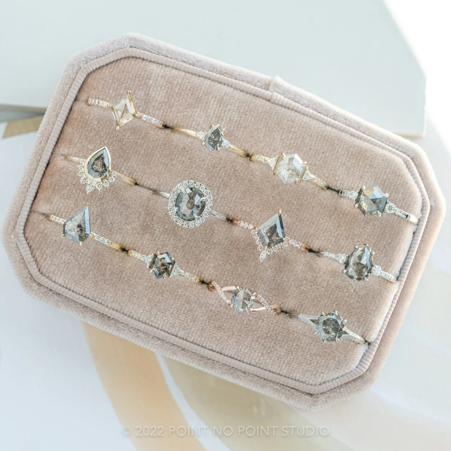 1.62 Carat Salt And Pepper Oval Diamond Engagement Ring, Wisteria Setting, 14K Rose Gold 3 1.62 Carat Salt And Pepper Oval Diamond Engagement Ring, Wisteria Setting, 14K Rose Gold - Image 3