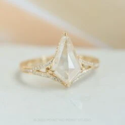 2.20 Carat Icy White Kite Diamond Engagement Ring, Engraved River Setting, 14K Yellow Gold -Point No Point Studio Store 20220630 20220630 SFS0039 f3903912 fa4c 47a4 b28a 2fe36e52cbd4