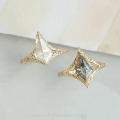 2.20 Carat Icy White Kite Diamond Engagement Ring, Engraved River Setting, 14K Yellow Gold -Point No Point Studio Store 20220630 20220630 SFS0055 70fd9371 3c03 45a2 91dd ee28da0eda44