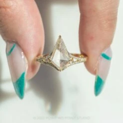 2.20 Carat Icy White Kite Diamond Engagement Ring, Engraved River Setting, 14K Yellow Gold -Point No Point Studio Store 20220630 20220630 SFS0114 ba17f60f 7ecc 4d64 821e bbd1a8f0174e