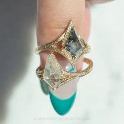 2.20 Carat Icy White Kite Diamond Engagement Ring, Engraved River Setting, 14K Yellow Gold -Point No Point Studio Store 20220630 20220630 SFS0118 0cabc509 4265 4805 9d11 cc236cdfda1a