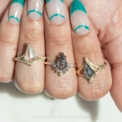 2.20 Carat Icy White Kite Diamond Engagement Ring, Engraved River Setting, 14K Yellow Gold -Point No Point Studio Store 20220630 20220630 SFS0120 ebf530f5 8037 4e74 881c 2043ce884bc2