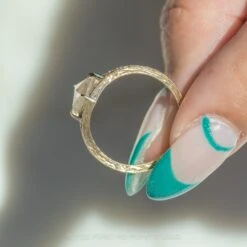 2.20 Carat Icy White Kite Diamond Engagement Ring, Engraved River Setting, 14K Yellow Gold -Point No Point Studio Store 20220630 20220630 SFS0122 9205e273 7d04 4176 8bb5 83a8bba68372