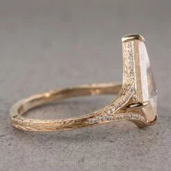 2.20 Carat Icy White Kite Diamond Engagement Ring, Engraved River Setting, 14K Yellow Gold -Point No Point Studio Store 20220630 SFS0023 448b44c9 877f 42f1 b028 92e6fc23da57