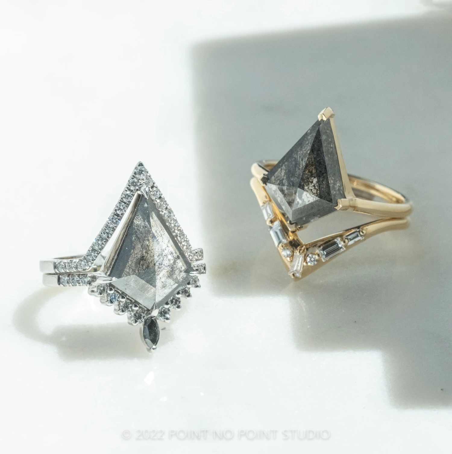 1.88 Carat Black Speckled Kite Diamond Engagement Ring, Charlize Setting, 14k Yellow Gold 10 1.88 Carat Black Speckled Kite Diamond Engagement Ring, Charlize Setting, 14k Yellow Gold - Image 10