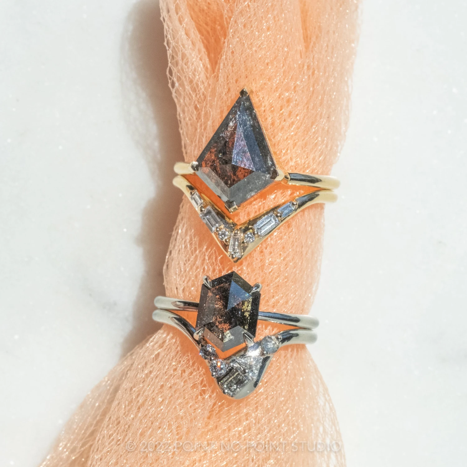 1.60 Carat Black Speckled Hexagon Diamond Engagement Ring, Jane Setting, 14K White Gold 5 1.60 Carat Black Speckled Hexagon Diamond Engagement Ring, Jane Setting, 14K White Gold - Image 5