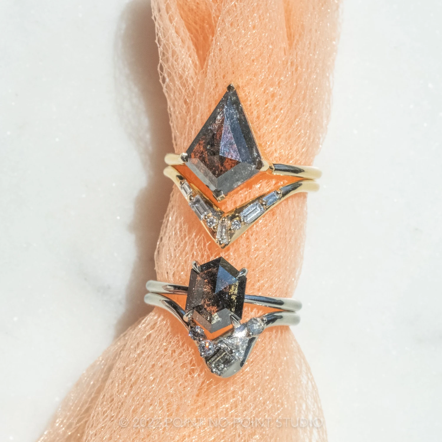 1.88 Carat Black Speckled Kite Diamond Engagement Ring, Charlize Setting, 14k Yellow Gold 7 1.88 Carat Black Speckled Kite Diamond Engagement Ring, Charlize Setting, 14k Yellow Gold - Image 7