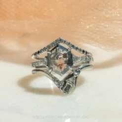 1.72 Carat Black Speckled Hexagon Diamond Engagement Ring, Eliza Setting, Platinum 12 1.72 Carat Black Speckled Hexagon Diamond Engagement Ring, Eliza Setting, Platinum -Point No Point Studio Store 20220714 SFS0062 064aa56e a68d 42a2 ab21 ac8d7205c515