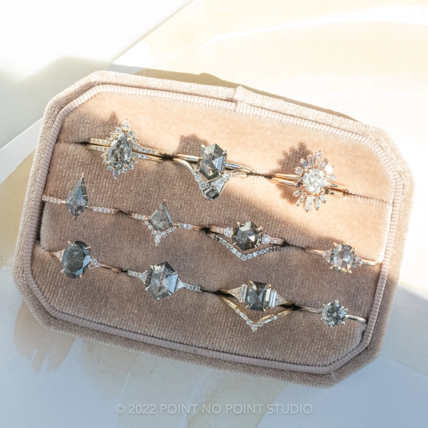 1.72 Carat Black Speckled Hexagon Diamond Engagement Ring, Eliza Setting, Platinum 6 1.72 Carat Black Speckled Hexagon Diamond Engagement Ring, Eliza Setting, Platinum - Image 6