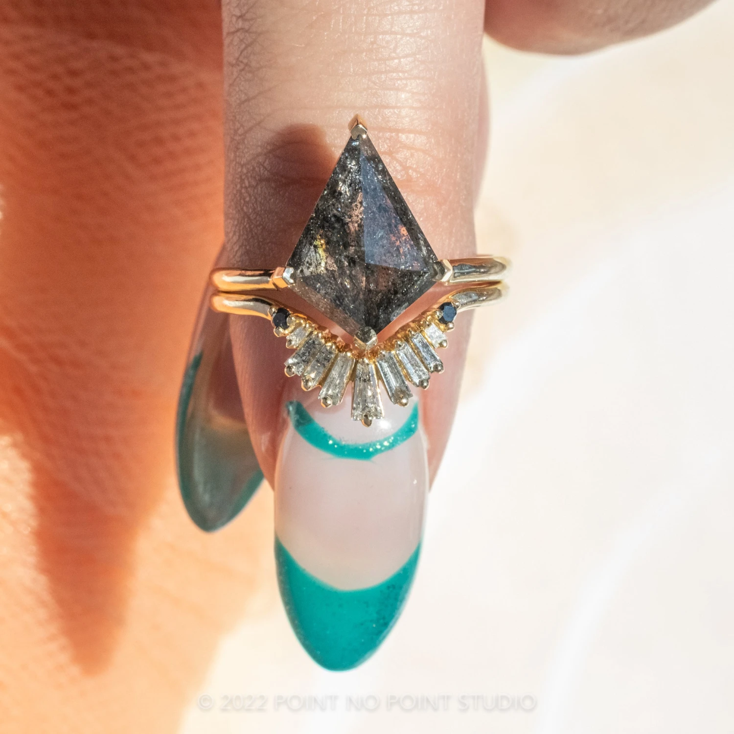 1.88 Carat Black Speckled Kite Diamond Engagement Ring, Charlize Setting, 14k Yellow Gold 3 1.88 Carat Black Speckled Kite Diamond Engagement Ring, Charlize Setting, 14k Yellow Gold - Image 3