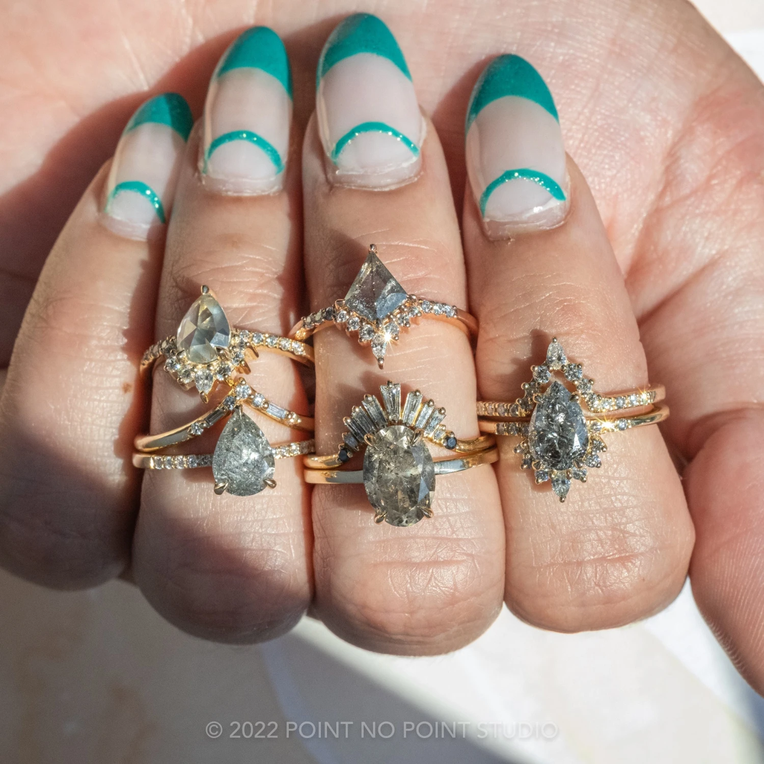 2.05 Carat Salt And Pepper Pear Diamond Engagement Ring, Juliette Setting, 14k Yellow Gold 7 2.05 Carat Salt And Pepper Pear Diamond Engagement Ring, Juliette Setting, 14k Yellow Gold - Image 7